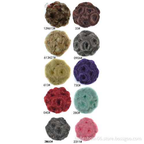 Hot sell white hair chignon 18 colors nine flower shape Synthetic Chignon  hair clip bun synthetic hair pieces
